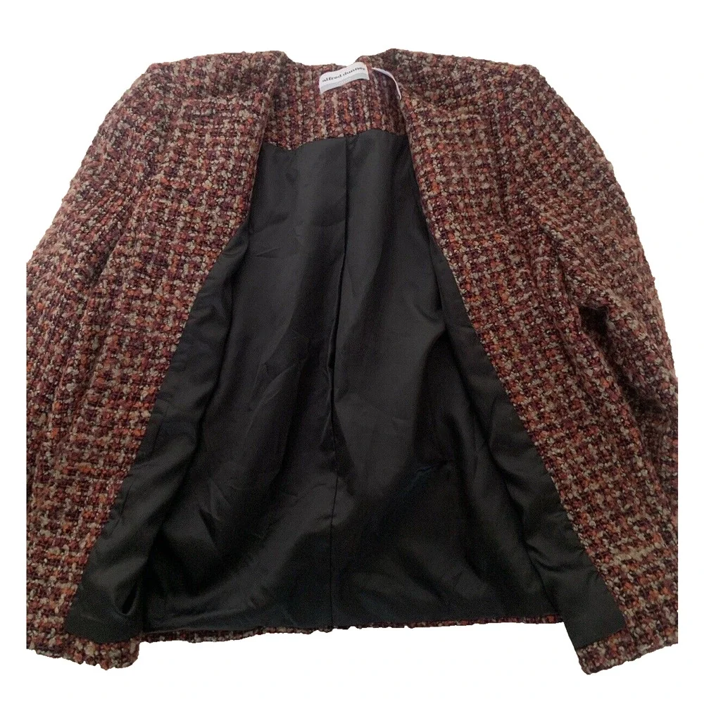 Vtg Alfred Dunner Womens Blazer Size 12P Red Tweed Office Academia Cottage Core